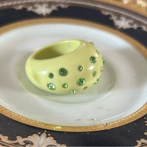 Yellow Ring with Green Gemstones